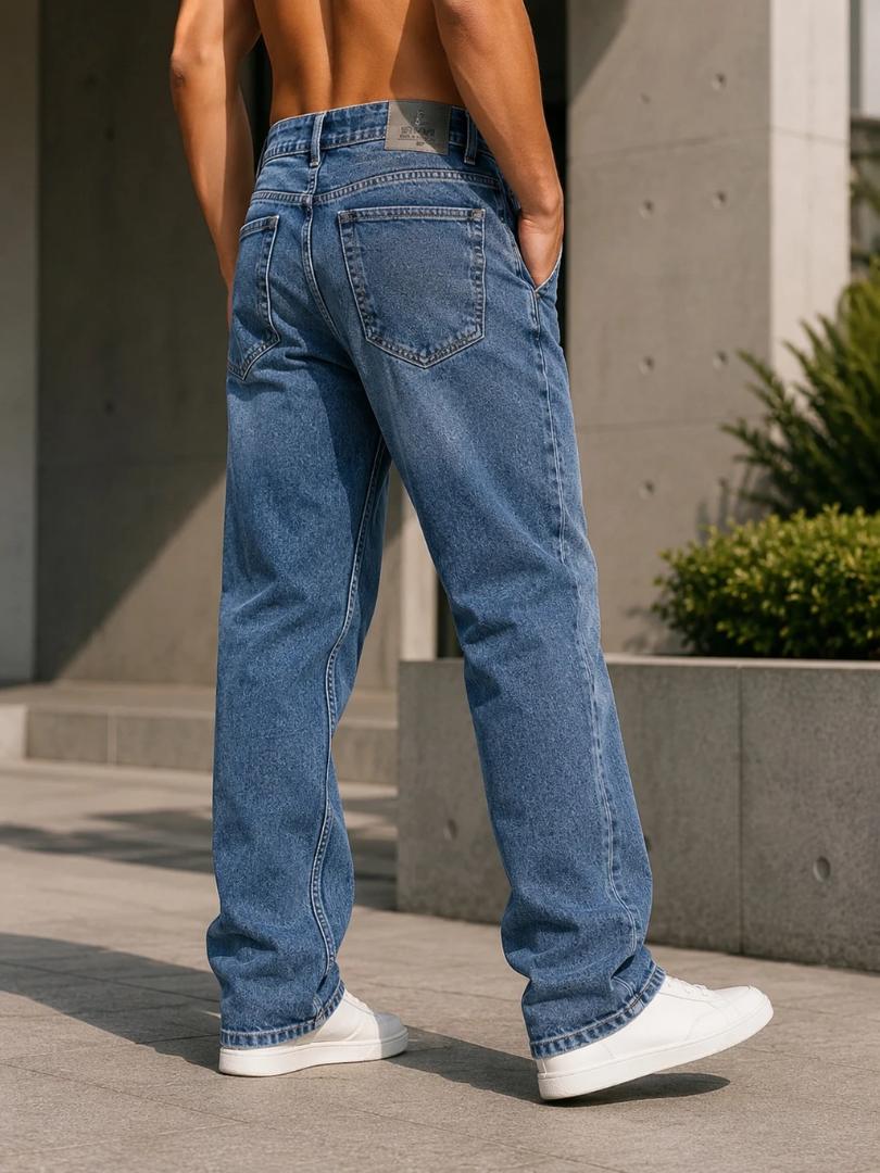 WAZWEAR  Men Straight Fit Mid Rise Dark Blue Jeans