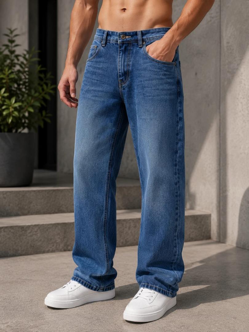 WAZWEAR  Men Straight Fit Mid Rise Dark Blue Jeans