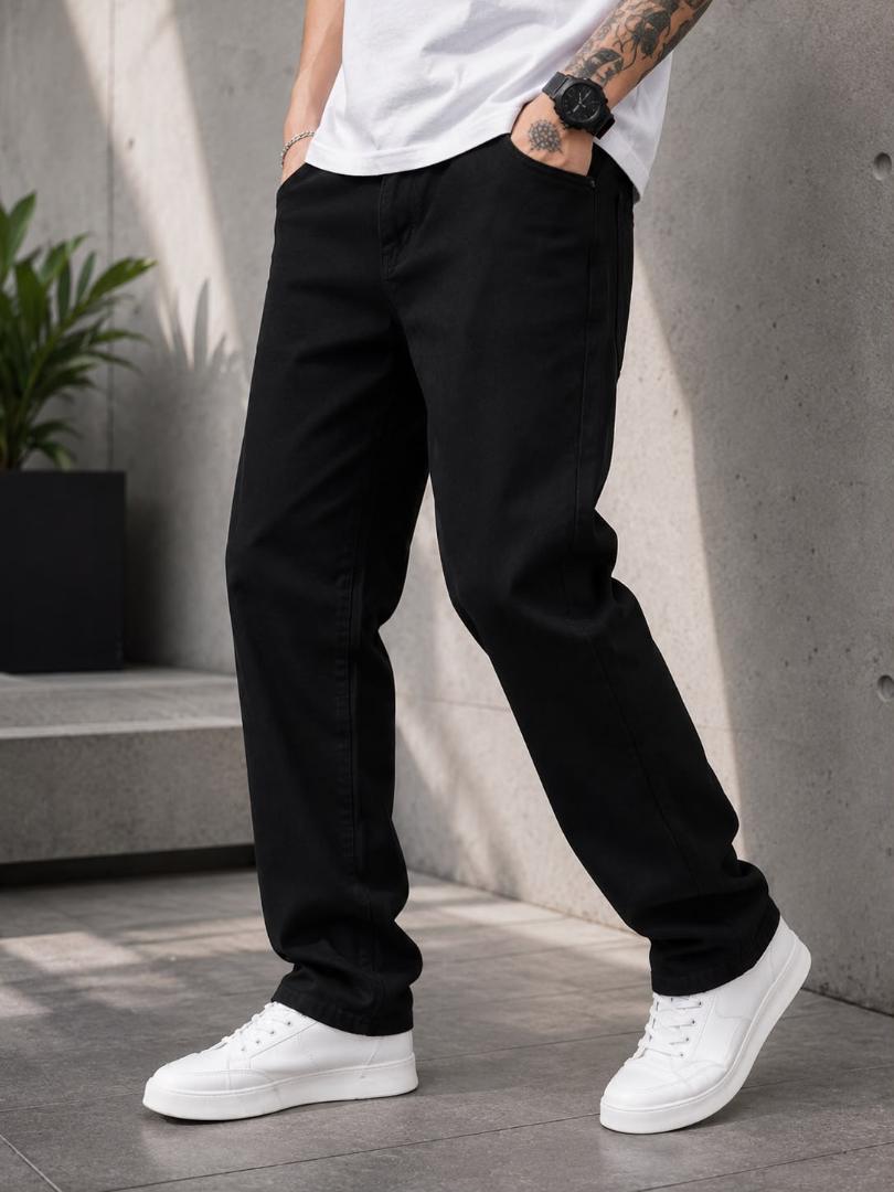 WAZWEAR Men Straight Fit Mid Rise black Jeans