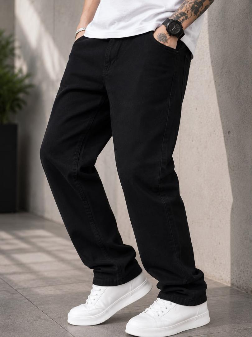 WAZWEAR Men Straight Fit Mid Rise black Jeans