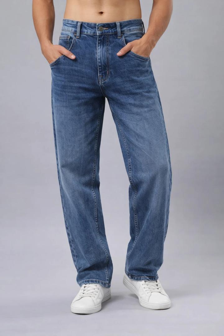 WAZWEAR Men Straight Fit Mid Rise Dark Blue Jeans