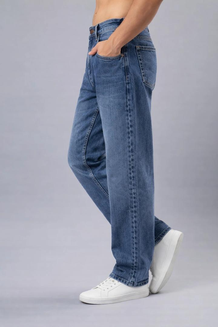WAZWEAR Men Straight Fit Mid Rise Dark Blue Jeans