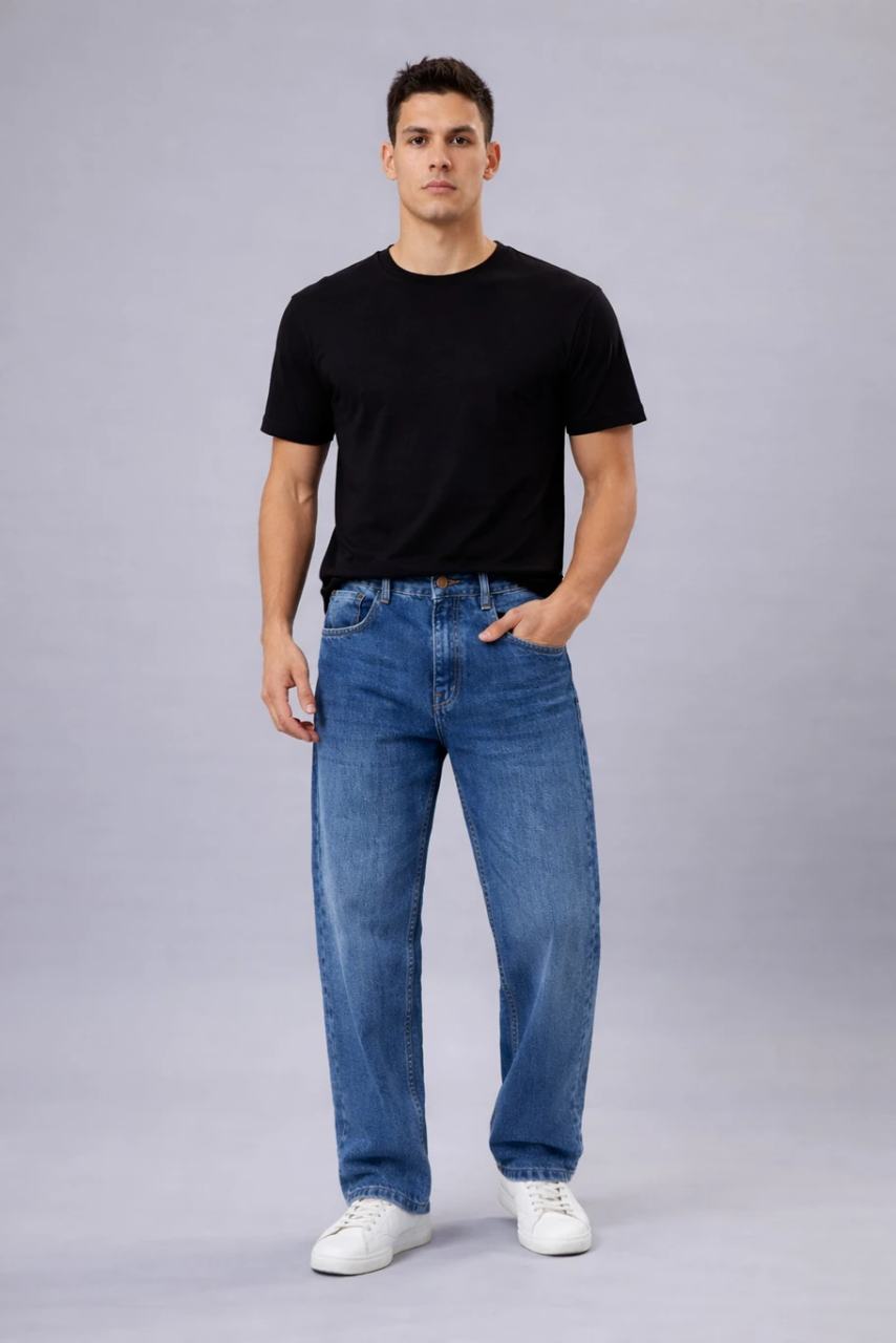 WAZWEAR Men Straight Fit Mid Rise Dark Blue Jeans