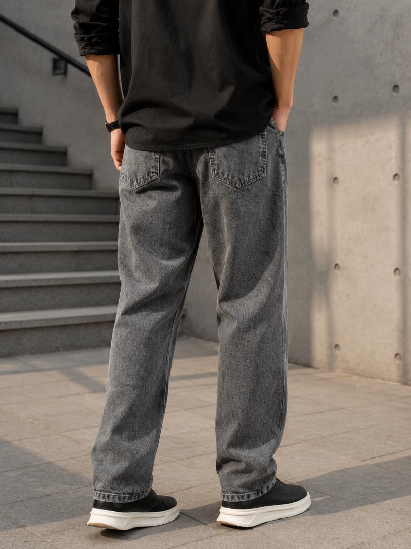 WAZWEAR Men Straight Fit Mid Rise Dark Grey Jeans
