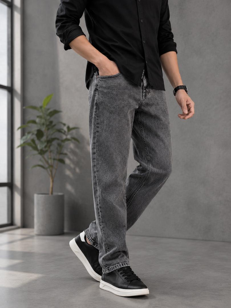 WAZWEAR Men Straight Fit Mid Rise Dark Grey Jeans