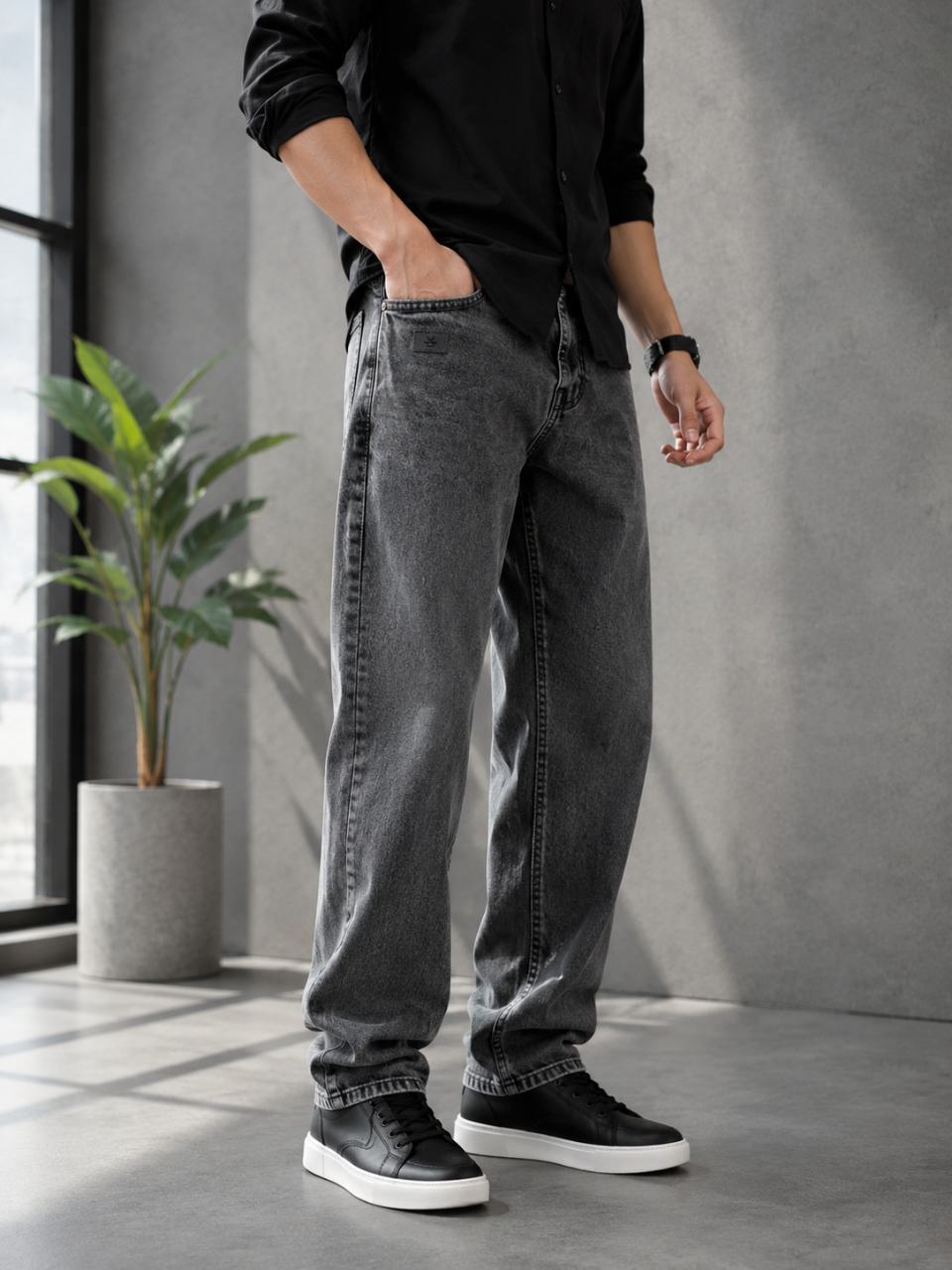 WAZWEAR Men Straight Fit Mid Rise Dark Grey Jeans