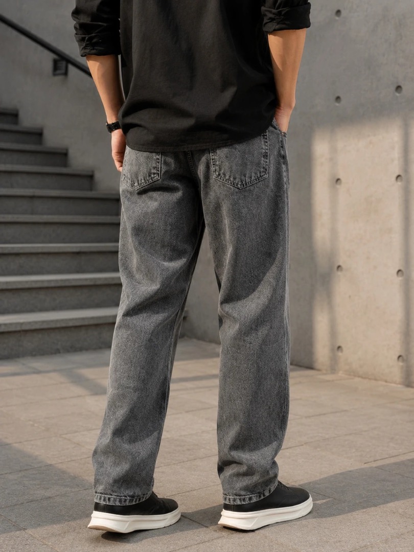 WAZWEAR Men Straight Fit Mid Rise Grey Jeans
