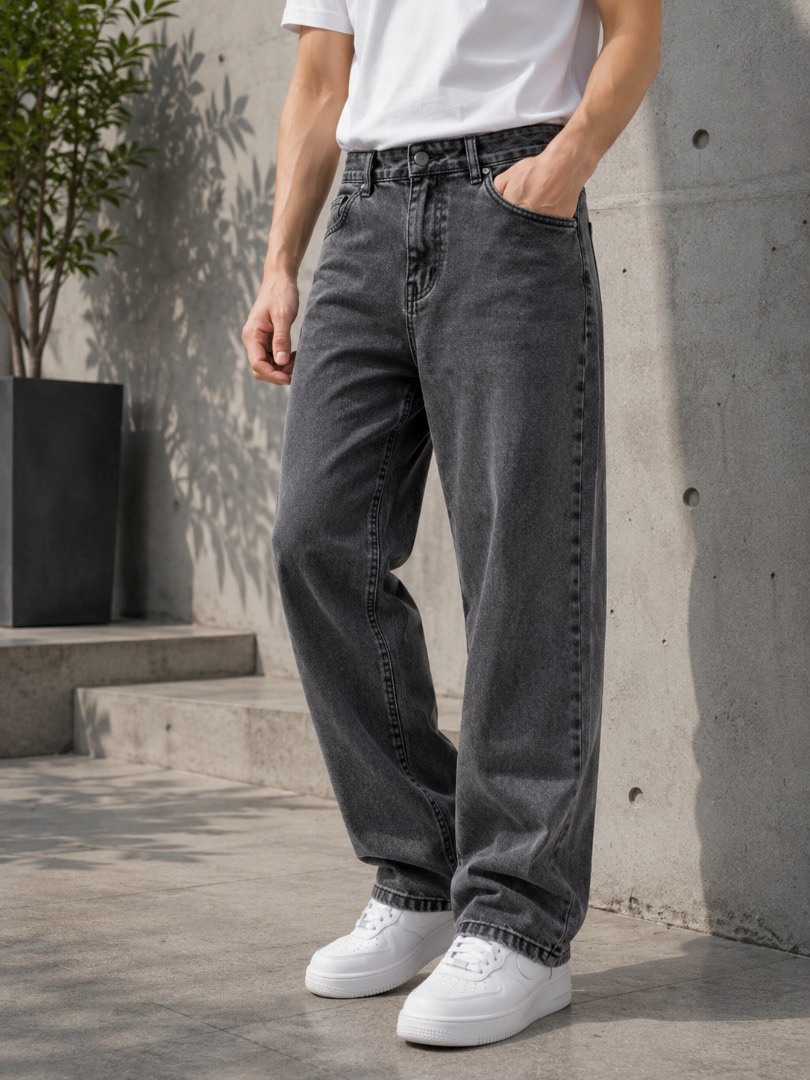 WAZWEAR Men Straight Fit Mid Rise Grey Jeans