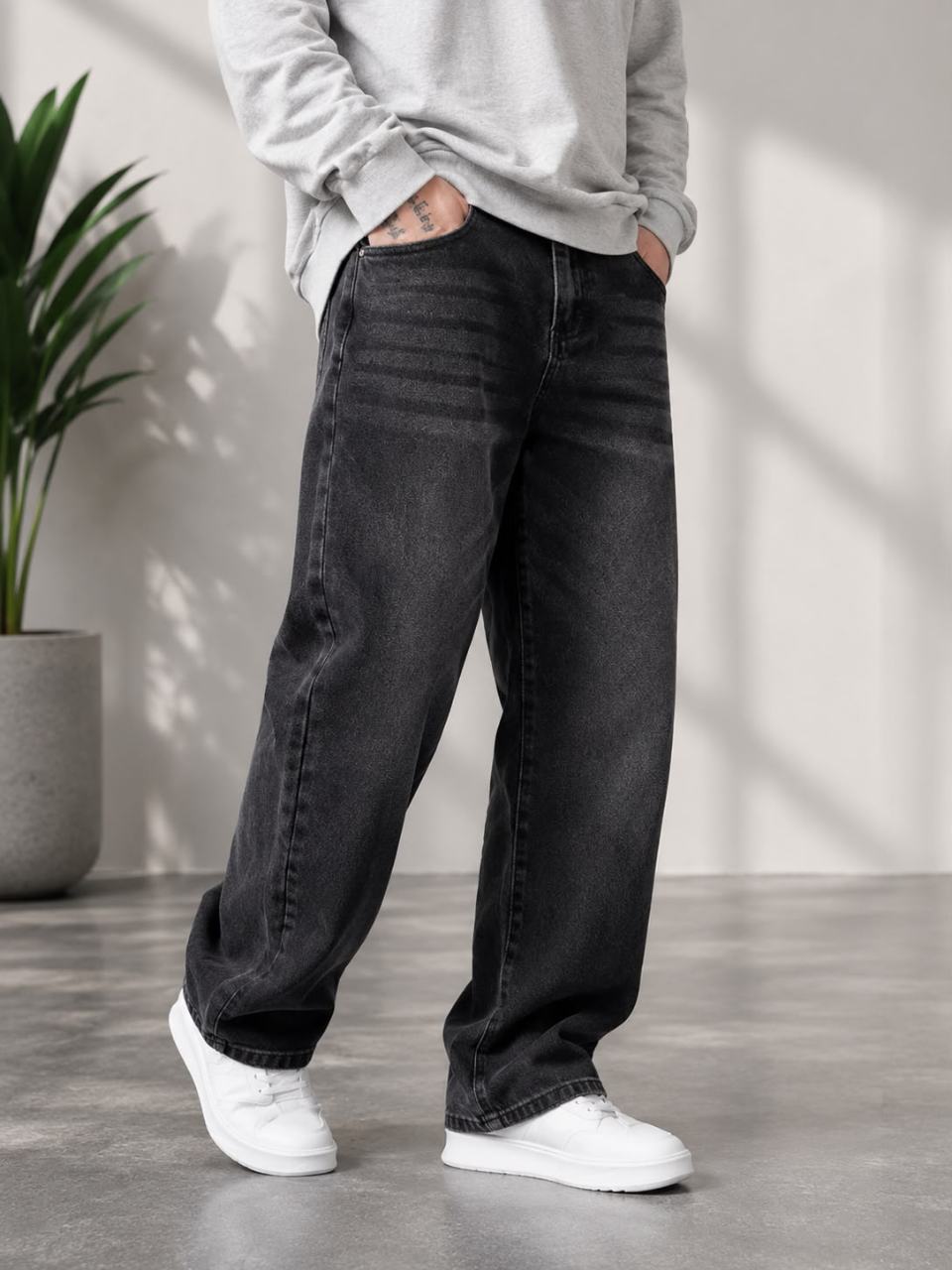 WAZWEAR Men Straight Fit Mid Rise Grey Jeans