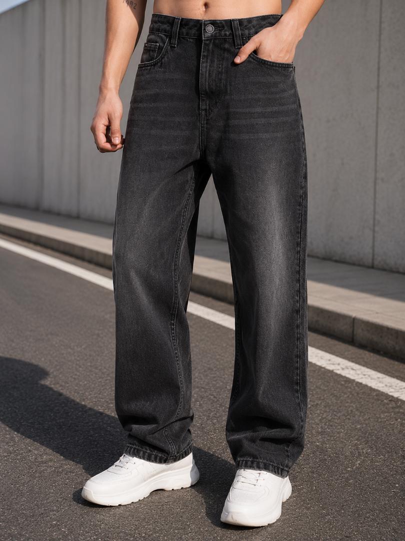 WAZWEAR Men Straight Fit Mid Rise Grey Jeans