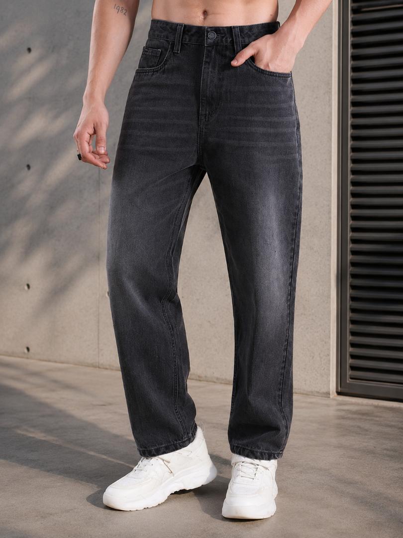 WAZWEAR Men Straight Fit Mid Rise Grey Jeans