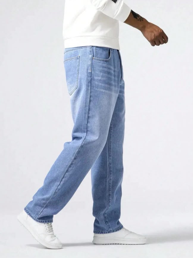 WAZWEAR Men Straight Fit Mid Rise light blue Jeans
