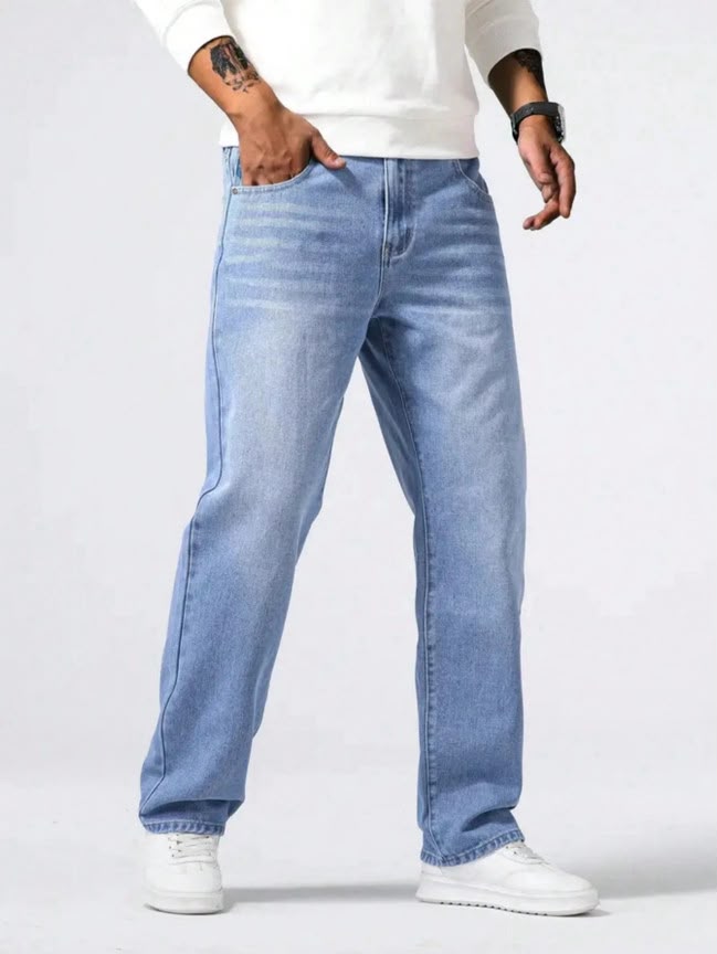WAZWEAR Men Straight Fit Mid Rise light blue Jeans